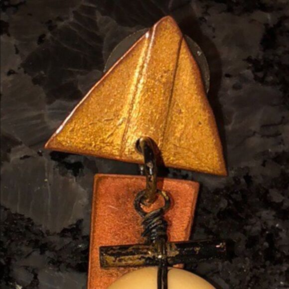 Copper and Metal Earrings Lightweight Handmade - Picture 6 of 8